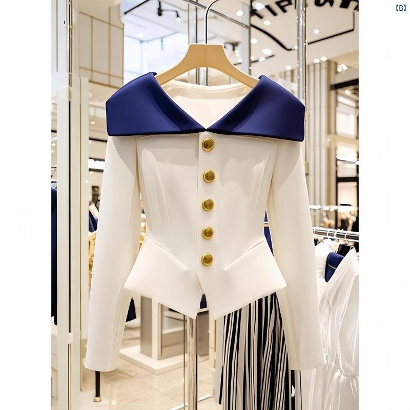 レディース レディース　アーバンファッション　モダンファッション　海外　欧州　個性的　アーバン パーティー ジャケット レディース 秋 新 ハイエンド フランス ウエスト スリム ホワイト トップ