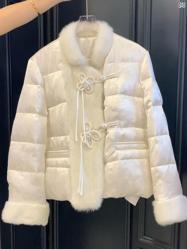 レディース レディース　アーバンファッション　モダンファッション　海外　欧州　個性的　アーバン パーティー 中華風 風 ハイエンド シック 美しい ホワイト ダウン ジャケット