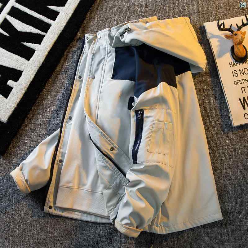 メンズ　ファッショオン　オシャレ　カジュアル　男性 HPCP アメリカン スプライシング ジャケット 秋 防風 ワークジャケット カジュアル