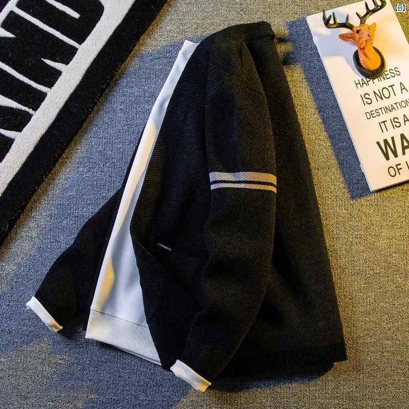 メンズ　ファッショオン　オシャレ　カジュアル　男性 HPCP スプライシング カーディガン セーター 秋冬 長袖 ジャケット カジュアル