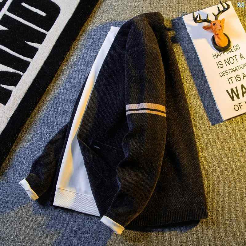 メンズ　ファッショオン　オシャレ　カジュアル　男性 HPCP スプライシング カーディガン セーター 秋冬 長袖 ジャケット カジュアル