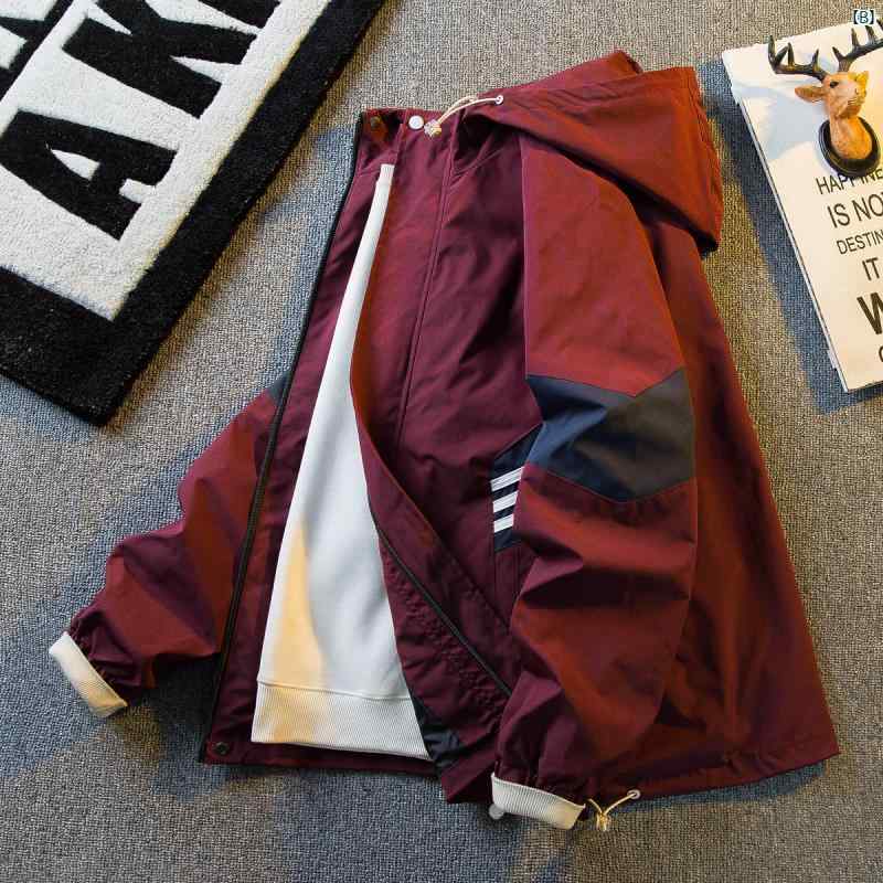 メンズ　ファッショオン　オシャレ　カジュアル　男性 色 スプライシング ジャケット 春秋 ハイエンド 男子 フード付き スポーツ