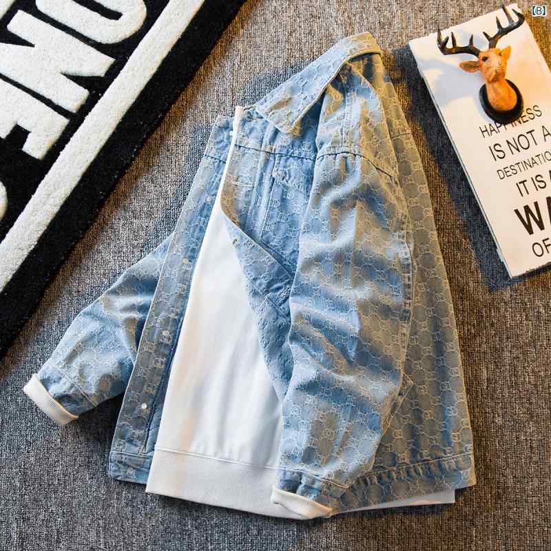 メンズ　ファッショオン　オシャレ　カジュアル　男性 HPCP ライト 高級 レター ド デニムジャケット 春秋 ファッション 快適 カジュアル ジャケット