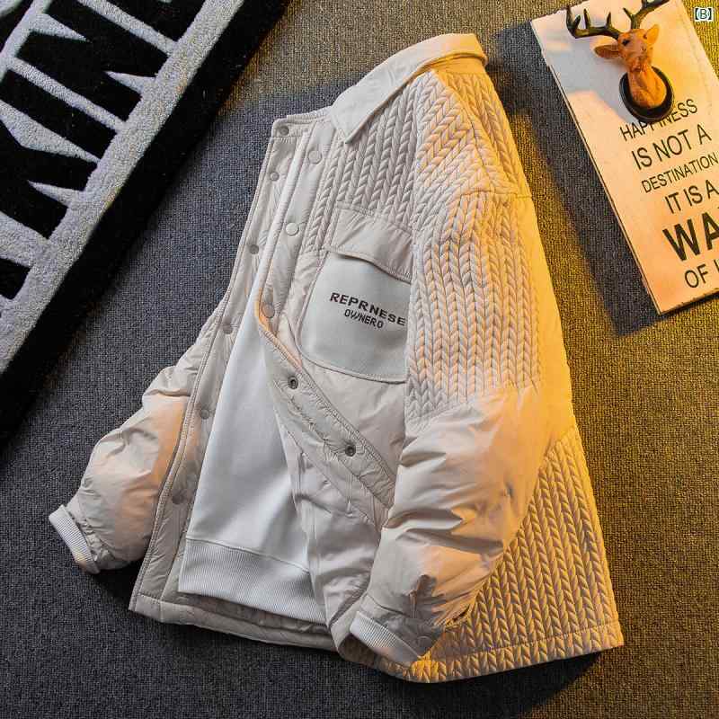 メンズ ファッショオン オシャレ カジュアル 男性 ステッチ シャツ ダウン ジャケット メンズ 暖かい 高級感 ライト 冬