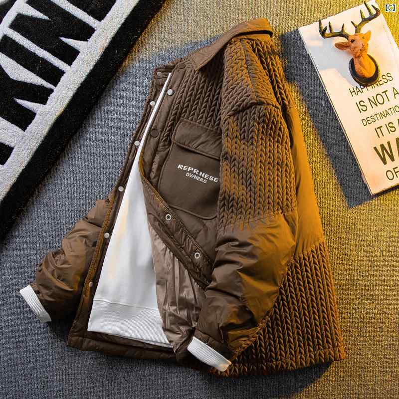 メンズ ファッショオン オシャレ カジュアル 男性 ステッチ シャツ ダウン ジャケット メンズ 暖かい 高級感 ライト 冬