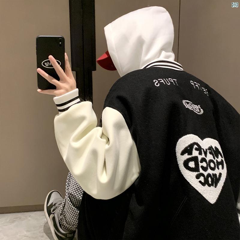 メンズ　ファッショオン　オシャレ　カジュアル　男性 春秋新 アメリカン レトロ スプライシング ベースボール ジャケット クラインブルー