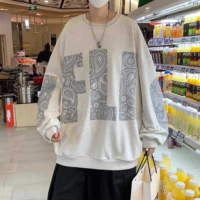 メンズ　ファッショオン　オシャレ　カジュアル　男性 セーター 春 ラウンドネック カシュー フラワー カップル トップ 長袖 ボト シャツ ジャケット