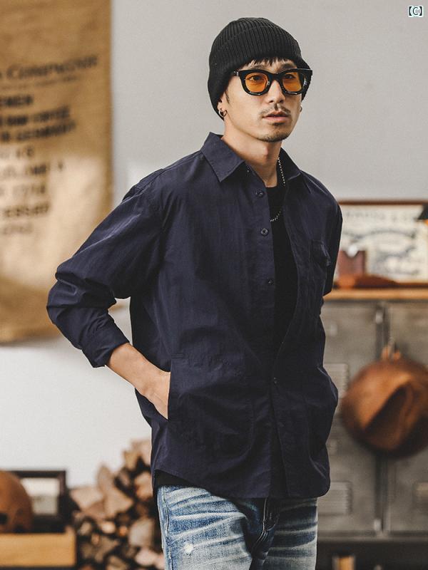 メンズ　ファッショオン　オシャレ　カジュアル　男性 春 新 アーミーグリーン ワークシャツ 長袖 マウンテン アウトドア ハンティング ジャケット