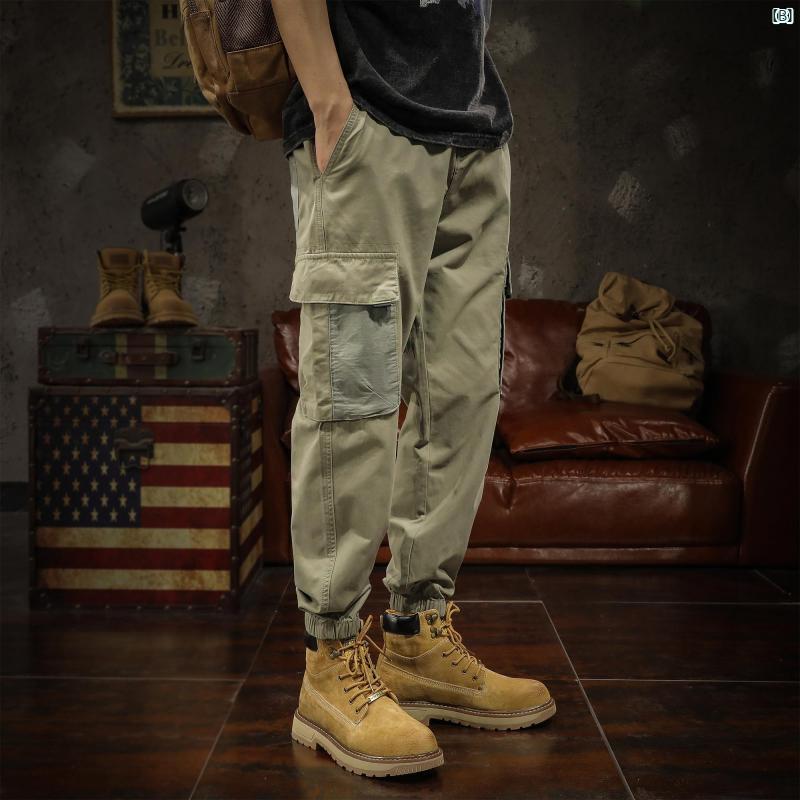 メンズ　ファッショオン　オシャレ　カジュアル　男性 欧米 オーバー オール ストリート たり 大きいサイズ 秋 パンツ マルチ ポケット ステッチ レギンス
