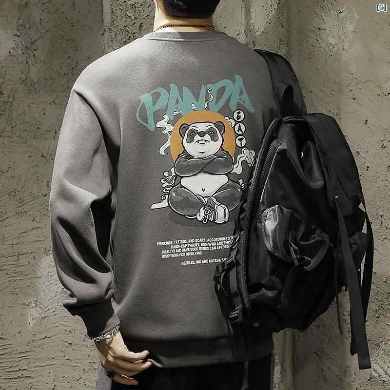 メンズ　ファッショオン　オシャレ　カジュアル　男性 ナショナル プリント ラウンドネック スウェットシャツ ヘビーウェイト 大きめ サイズ プルオーバー フード付き トップ 秋冬 長袖