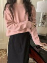 レディース ファッション レディース オシャレ かわいい 綺麗 上品 ニット セーター 韓国 レトロ ラウンドネックプルオーバー ソフト ワックス 長袖(4)