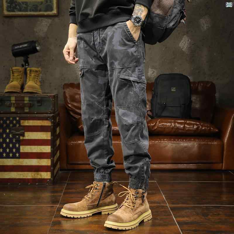 メンズ　ファッショオン　オシャレ　カジュアル　男性 Lujiebang 迷彩 アンクル オーバー オール メンズ 秋冬 カジュアル スポーツ アウトドア パンツ 新