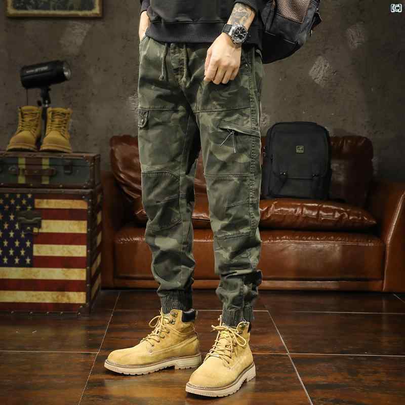 メンズ　ファッショオン　オシャレ　カジュアル　男性 Lujiebang 迷彩 アンクル オーバー オール メンズ 秋冬 カジュアル スポーツ アウトドア パンツ 新