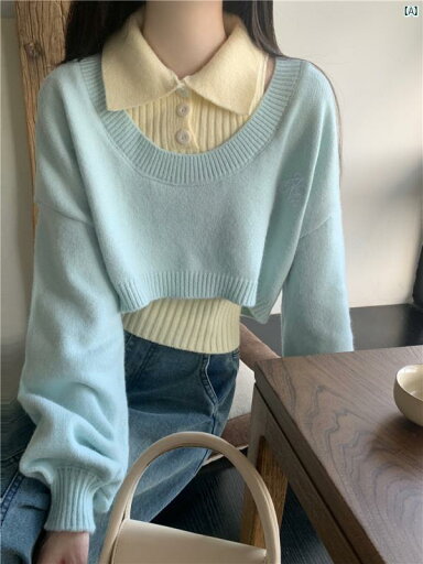 レディース ファッション レディース オシャレ かわいい 綺麗 上品 初秋 ジェントル ブルー ポロ ネック セーター ハイウエスト 2点 長袖 トップ レディース ファッション レディース オシャレ かわいい 綺麗 上品 初秋 ジェントル ブルー ポロ ネック セーター ハイウエスト 2点 長袖 トップ