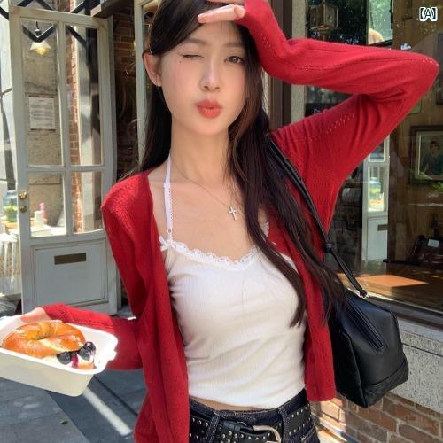 レディース ファッション レディース オシャレ かわいい 綺麗 上品 初秋 レトロ レッド ツイスト 長袖 カーディガン Vネック キャミソール ハイウエスト ワイド ジーンズ 3点 セット レディース ファッション レディース オシャレ かわいい 綺麗 上品 初秋 レトロ レッド ツイスト 長袖 カーディガン Vネック キャミソール ハイウエスト ワイド ジーンズ 3点 セット