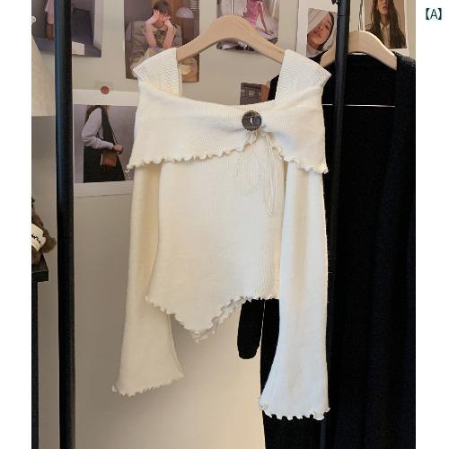 レディース ファッション レディース オシャレ かわいい 綺麗 上品 秋 ニット セーター フレンチ ワンショルダー ベルスリーブ 長袖 スリム レディース ファッション レディース オシャレ かわいい 綺麗 上品 秋 ニット セーター フレンチ ワンショルダー ベルスリーブ 長袖 スリム
