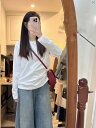レディース ファッション オシャレ かわいい 綺麗 カジュアル 基本的 ホワイト t シャツ 秋新 インナー 重ね着 コットン 長袖 プチ トップス 婦歳 服(4)