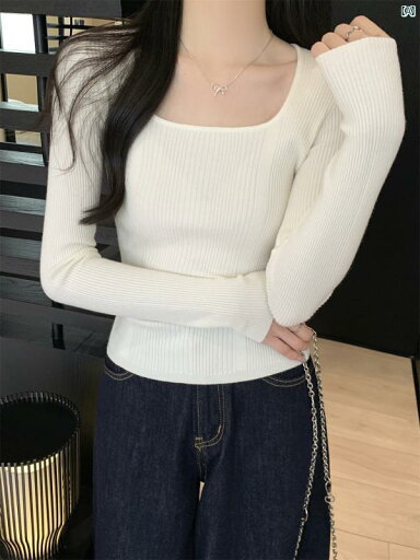 レディース ファッション オシャレ かわいい 綺麗 カジュアル 秋冬 韓国 スクエアネック スリムフィット ニット ボトム 長袖 トップス す レディース ファッション オシャレ かわいい 綺麗 カジュアル 秋冬 韓国 スクエアネック スリムフィット ニット ボトム 長袖 トップス す