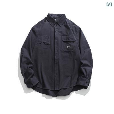 メンズ ファッション オシャレ カジュアル 男性 レトロ 作業着 長袖 シャツ 春秋 コットンシャツ ジャケット メンズ ファッション オシャレ カジュアル 男性 レトロ 作業着 長袖 シャツ 春秋 コットンシャツ ジャケット
