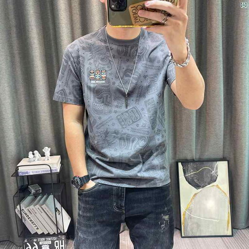 メンズ ファッション オシャレ カジュアル 男性 コットン 半袖 Tシャツ 男性用 夏 フルボディ プリント スリムフィット トップ メンズ ファッション オシャレ カジュアル 男性 コットン 半袖 Tシャツ 男性用 夏 フルボディ プリント スリムフィット トップ