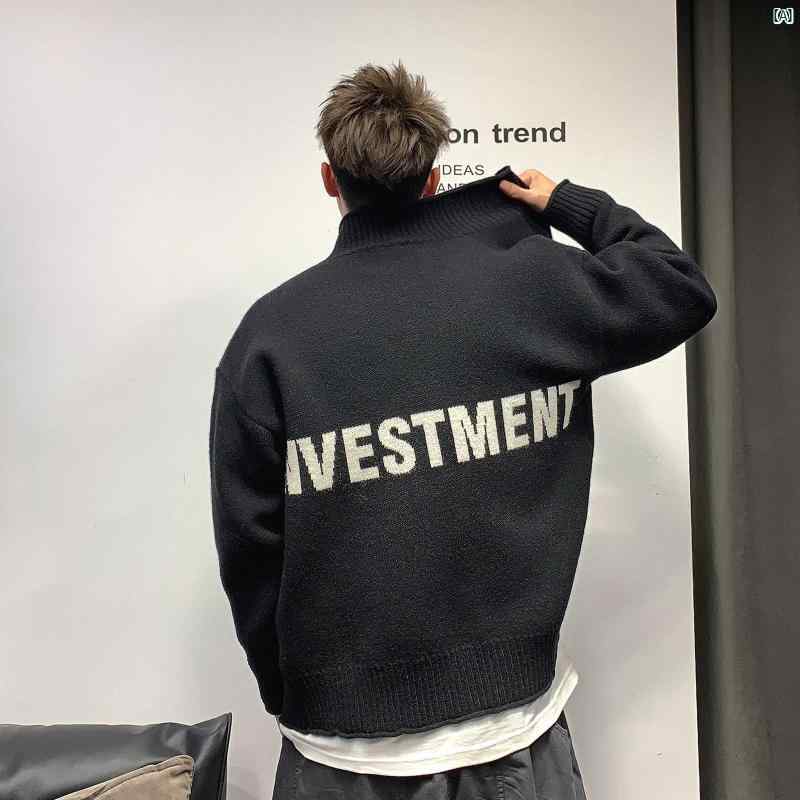 メンズ　ファッション　オシャレ　カジュアル　男性 秋冬 ジッパー ニットカーディガン アメカジ レトロ スタンドカラー イン セーター ジャケット