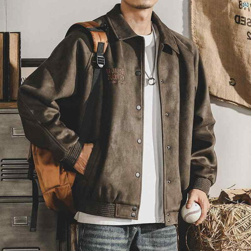 メンズ ファッション オシャレ カジュアル 男性 アメリカ ヘビー スエード ベースボール ジャケット 春秋 レトロ コーチ メンズ ファッション オシャレ カジュアル 男性 アメリカ ヘビー スエード ベースボール ジャケット 春秋 レトロ コーチ