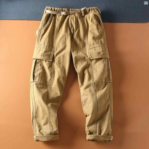 メンズ ファッション オシャレ カジュアル 男性 春秋 アミ カーキ マルチ ポケット オーバー オール アメリカン レトロ パンツ メンズ ファッション オシャレ カジュアル 男性 春秋 アミ カーキ マルチ ポケット オーバー オール アメリカン レトロ パンツ