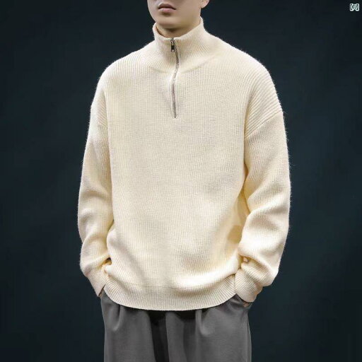 メンズ ファッション オシャレ カジュアル 男性 秋冬 ハーフ ジップカーディガン セーター ファッション ハイネック ニット トップ メンズ ファッション オシャレ カジュアル 男性 秋冬 ハーフ ジップカーディガン セーター ファッション ハイネック ニット トップ