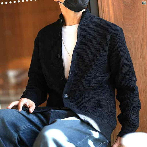 メンズ ファッション オシャレ カジュアル 男性 レトロ 質感 無地 スタンドカラー ニットカーディガン 男性 初秋 シンプル セーター ジャケット メンズ ファッション オシャレ カジュアル 男性 レトロ 質感 無地 スタンドカラー ニットカーディガン 男性 初秋 シンプル セーター ジャケット