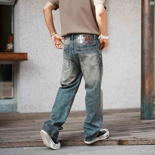 メンズ ファッション オシャレ カジュアル 男性 レトロ ベーシック ヘビーウォッシュ ジーンズ メンズ 秋 ストレート パンツ メンズ ファッション オシャレ カジュアル 男性 レトロ ベーシック ヘビーウォッシュ ジーンズ メンズ 秋 ストレート パンツ