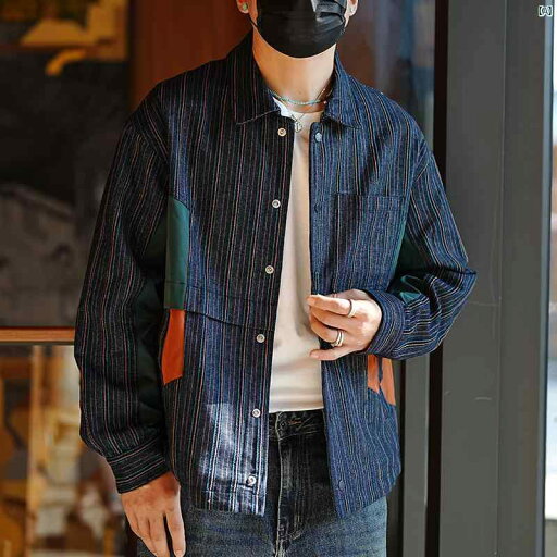 メンズ ファッション オシャレ カジュアル 男性 初秋 新 ハイエンド 個性的 ジャケット アメカジ ストライプ メンズジャケット メンズ ファッション オシャレ カジュアル 男性 初秋 新 ハイエンド 個性的 ジャケット アメカジ ストライプ メンズジャケット