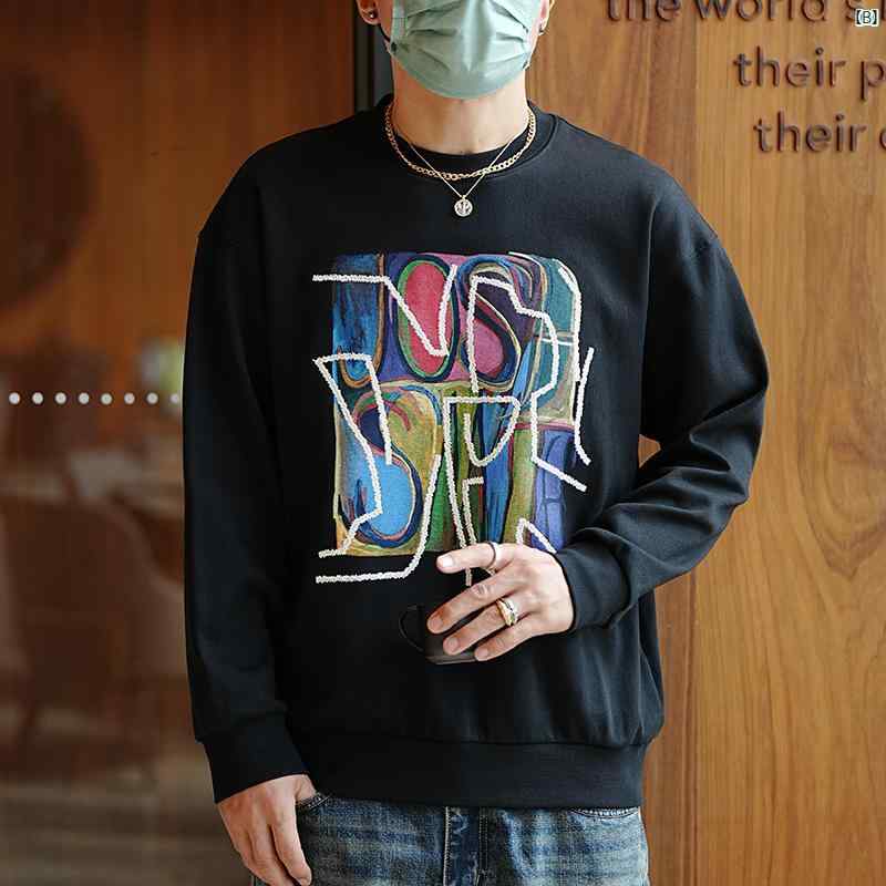 メンズ　ファッション　オシャレ　カジュアル　男性 アメリカ 刺繍 ラウンドネック トップ ジャケット 秋 快適 カジュアル メンズ スウェットシャツ