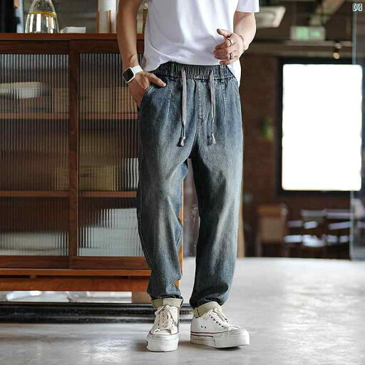 メンズ ファッション オシャレ カジュアル 男性 韓国 ウォッシュ ブルー ダメージ 加工 ファッション ジーンズ メンズ 耐久性 ウエストドローストリング カジュアル パンツ メンズ ファッション オシャレ カジュアル 男性 韓国 ウォッシュ ブルー ダメージ 加工 ファッション ジーンズ メンズ 耐久性 ウエストドローストリング カジュアル パンツ