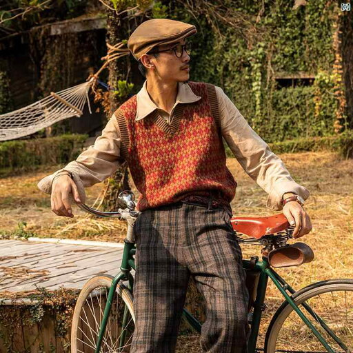 メンズ ファッション オシャレ カジュアル 男性 SOARIN レトロ 菱形 セーター ベスト 英国 ヴィンテージ ビンテージ ニット ウール メンズ ファッション オシャレ カジュアル 男性 SOARIN レトロ 菱形 セーター ベスト 英国 ヴィンテージ ビンテージ ニット ウール
