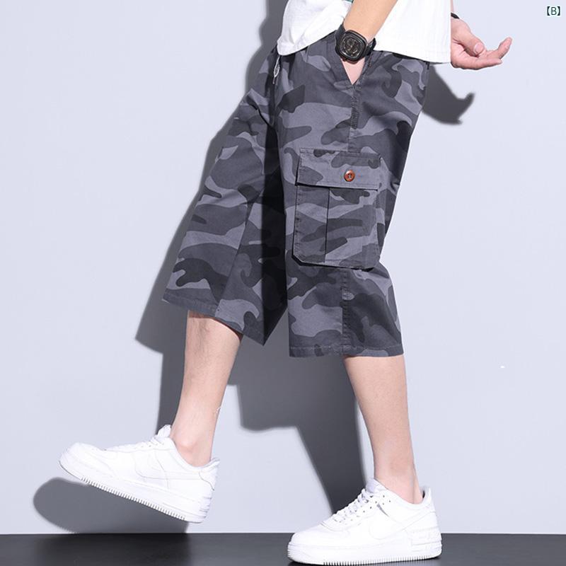 メンズ　ファッション　オシャレ　カジュアル　男性 上品 コットン ワーク ショーツ 男性用 夏 たり 大きいサイズ ミッド パンツ アウターウェア カジュアル クロップドパンツ