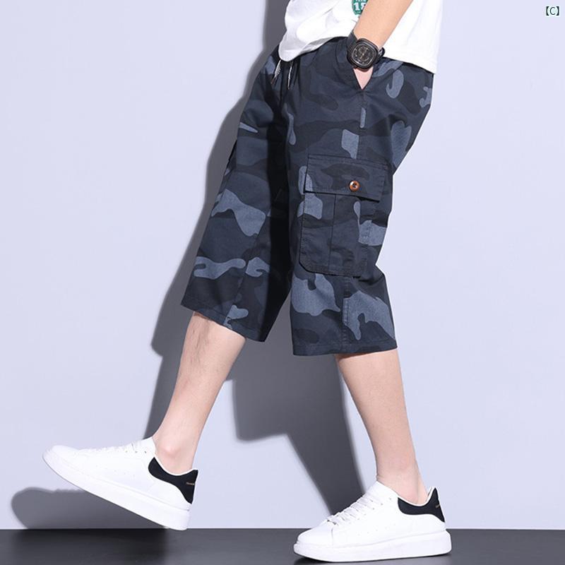 メンズ　ファッション　オシャレ　カジュアル　男性 上品 コットン ワーク ショーツ 男性用 夏 たり 大きいサイズ ミッド パンツ アウターウェア カジュアル クロップドパンツ