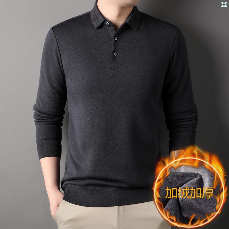 メンズ　ファッション　オシャレ　カジュアル　男性 上品 冬 新 厚手 ベルベット カジュアル Tシャツ 長袖 セーター