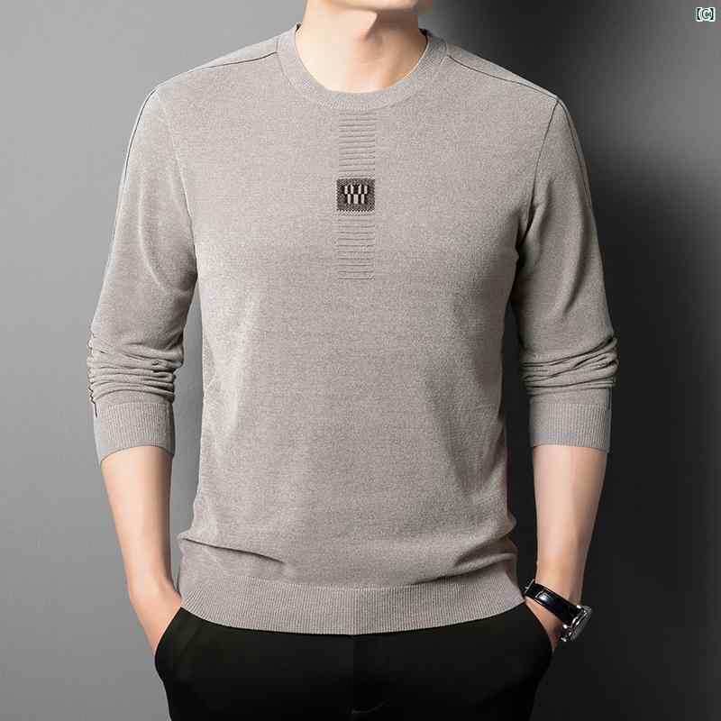 メンズ　ファッション　オシャレ　カジュアル　男性 上品 長袖 シェニール Tシャツ 春秋 新 カジュアル ラウンドネックプルオーバー ニット ボトム シャツ セーター