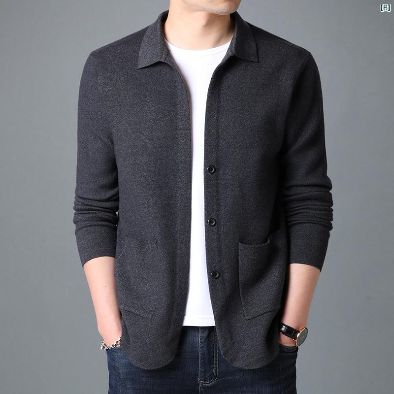 メンズ　ファッション　オシャレ　カジュアル　男性 上品 春秋 ソリッドカラー カーディガン ニット セーター 韓国 単 衣 快適 ジャケット