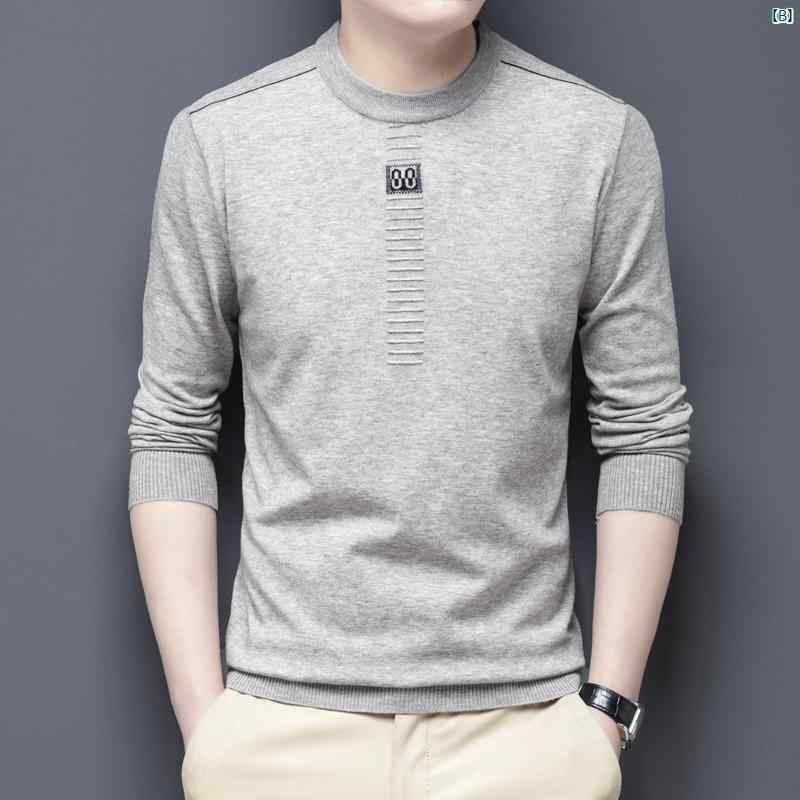 メンズ　ファッション　オシャレ　カジュアル　男性 上品 春秋 薄手 Tシャツ 男性 長袖 ラウンドネック カジュアル ニット ボトム シャツ トップス