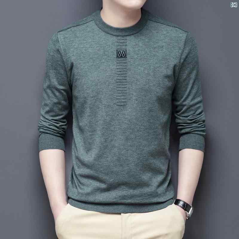 メンズ　ファッション　オシャレ　カジュアル　男性 上品 春秋 薄手 Tシャツ 男性 長袖 ラウンドネック カジュアル ニット ボトム シャツ トップス