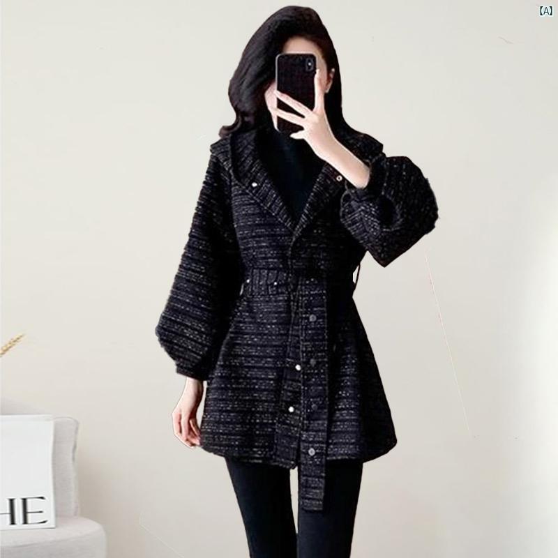 レディース レディース ファッション 上品　オシャレ　綺麗 Qianjin マント ウエスト ウール コート 晩秋冬 ハイエンド 見栄え 良い フード付き