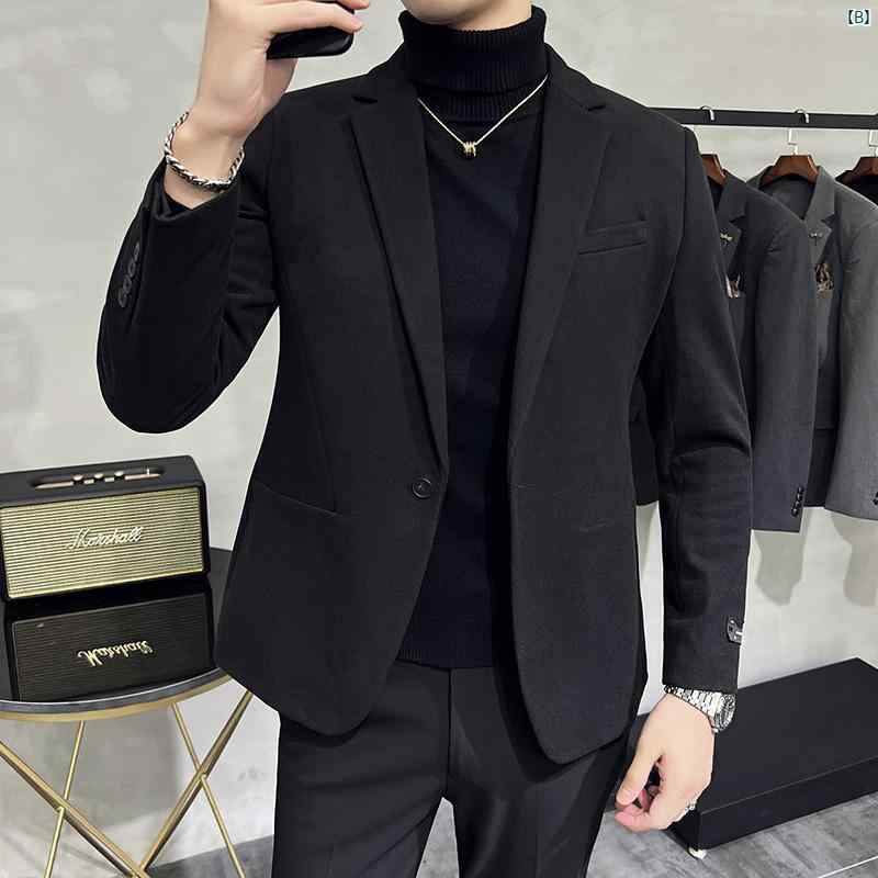 男性　オシャレ　かっこいい　カジュアル 春秋 ウール 素材 メンズカジュアル スーツ ジャケット ビジネス フォーマルスーツ カジュアル 秋冬
