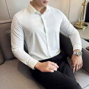 男性 オシャレ かっこいい カジュアル ハイエンド ダーク パターン ストレッチ メンズシャツ 春秋 スリム ビジネス プロ フォーマル 長袖 シャツ(4)