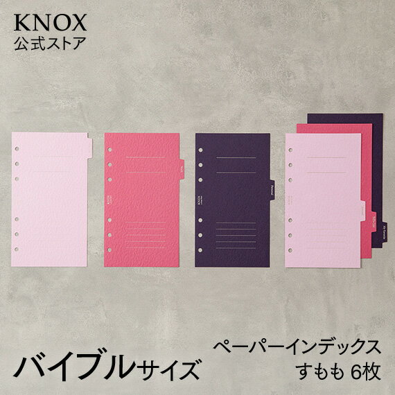 KNOX限定リフィル（バイブルサイズ）ペーパーインデックス横6山すもも 6枚 ( 手帳 システム手帳 リフィル 6穴 中身 手帳レフィル 手帳リフィル ノックス 手帳用紙 knox レフィル スケジュール帳 アクセサリー インデックス 6穴リング用リフィル ルーズリーフ 仕切り 見出し )