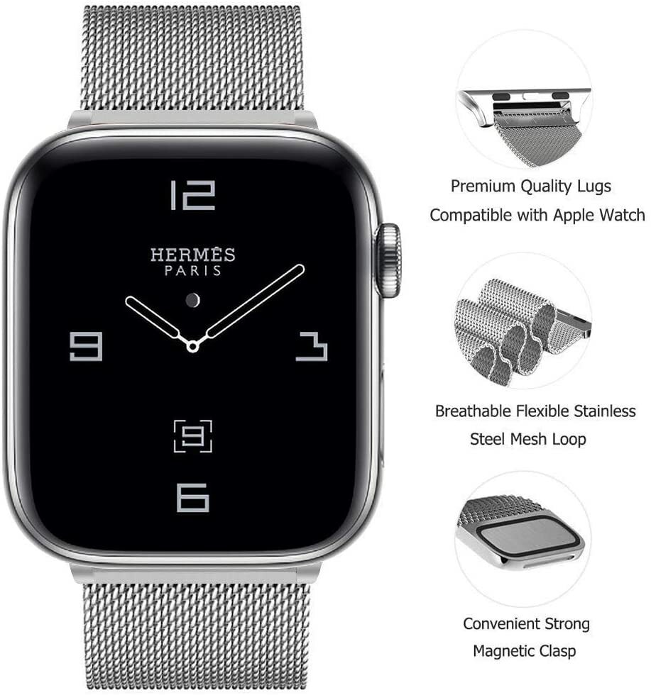 Apple Watch用 バンド ステンレス製 長さ調節 強力な磁気クラスプ付き バンド Compatible for アップルウォッチ バンド Apple Watch Series Ultra/Ultra2/SE/SE/9/8/7/6/5/4/3/2/1に対応 2