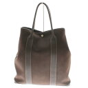 【中古】【HERMES】エルメス ガーデンファイルMM トートバッグ □H刻印 ブラウン 茶 ハンドバッグ ユニセックス シルバー金具 USED-B【かんてい局...