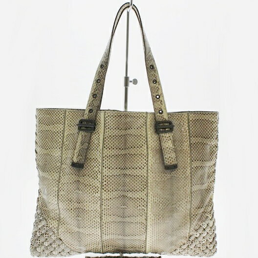 【中古】【BOTTEGA VENETA】ボッテガヴェネタ トートバッグ パイソン ホワイト系 レディース USED-A【かんてい局前橋店】m20-1200293925800076