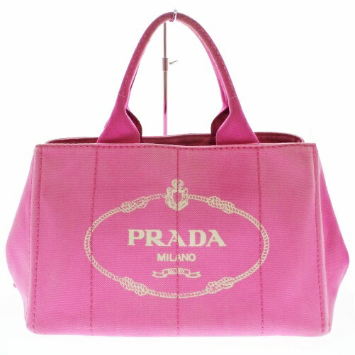 【中古】【PRADA】プラダカナパミディアムトートBN1877キャンバスFUXIAピンクゴールドハンドバッグレディースUSED-Bm20-1200251925800027【かんてい局前橋店】