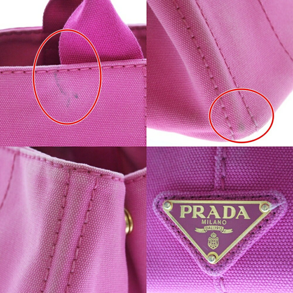 【中古】【PRADA】プラダカナパミディアムトートBN1877キャンバスFUXIAピンクゴールドハンドバッグレディースUSED-Bm20-1200251925800027【かんてい局前橋店】